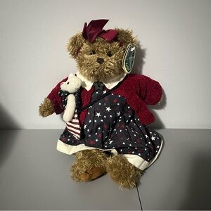 Plush Teddy Bear in Red Cardigan and Navy Star Dress - Kids Toy